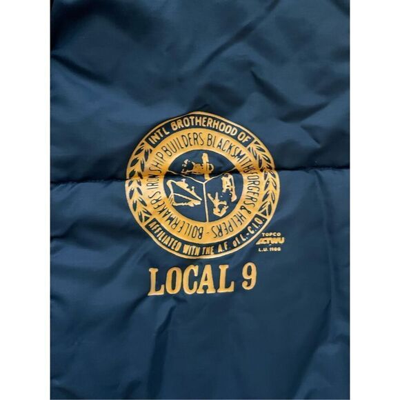 Vintage 70s/80s iron works builders guild navy blue button down puffer vest - Picture 4 of 7